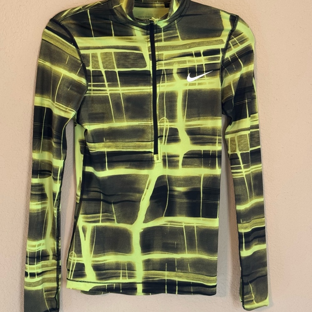 Nike Neon Yellow and Black Long Sleeve Top
